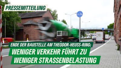 Presse Ende der Baustelle am TheodorHeussRing Weniger Verkehr führt