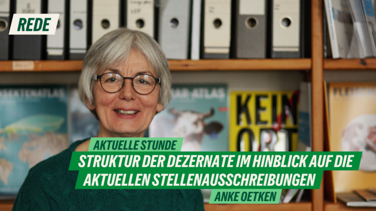 Rede zur aktuellen Stunde “Struktur der Dezernate im Hinblick auf die aktuellen Stellenausschreibungen” von Anke Oetken