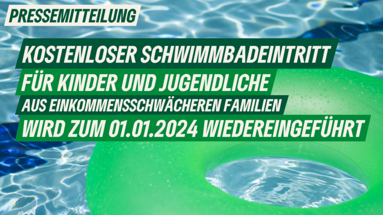 Pressemitteilung: Kostenloser Schwimmbadeintritt für Kinder und Jugendliche aus einkommensschwächeren Familien wird zum 01.01.2024 wiedereingeführt
